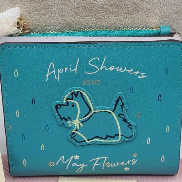 Radley London Turquoise Leather April Showers Small Wallet NWT! NEW! - Picture 2 of 9
